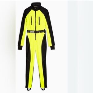 Topshop SNO Fitted Neon Yellow/Black Ski Snow Suit 6US